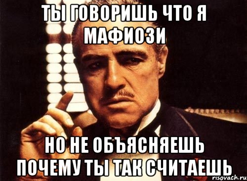 Ты говоришь что я мафиози Но не объясняешь почему ты так считаешь, Мем крестный отец