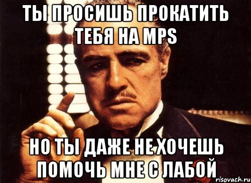 Ты просишь прокатить тебя на MPS но ты даже не хочешь помочь мне с лабой, Мем крестный отец