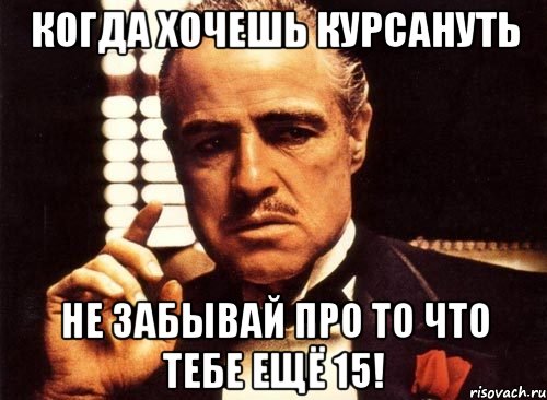 когда хочешь курсануть не забывай про то что тебе ещё 15!, Мем крестный отец