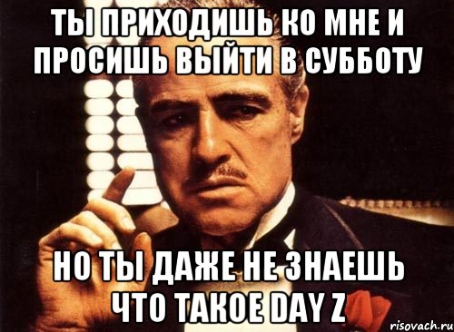 ты приходишь ко мне и просишь выйти в субботу но ты даже не знаешь что такое Day z, Мем крестный отец