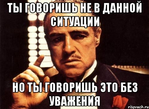 Ты говоришь не в данной ситуации Но ты говоришь это без уважения, Мем крестный отец