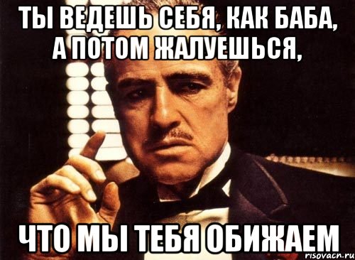 Ты ведешь себя, как баба, а потом жалуешься, что мы тебя обижаем, Мем крестный отец