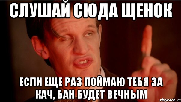 слушай сюда щенок если еще раз поймаю тебя за кач, бан будет вечным, Мем Слушай сюда