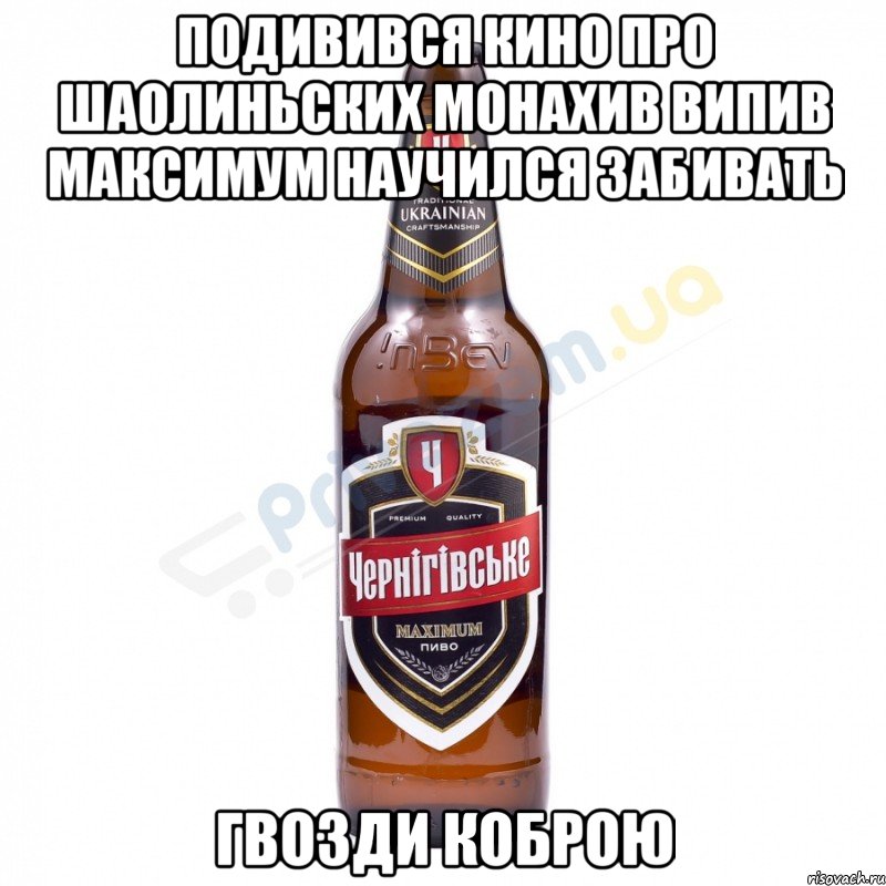 подивився кино про Шаолиньских Монахив випив Максимум научился забивать гвозди Коброю