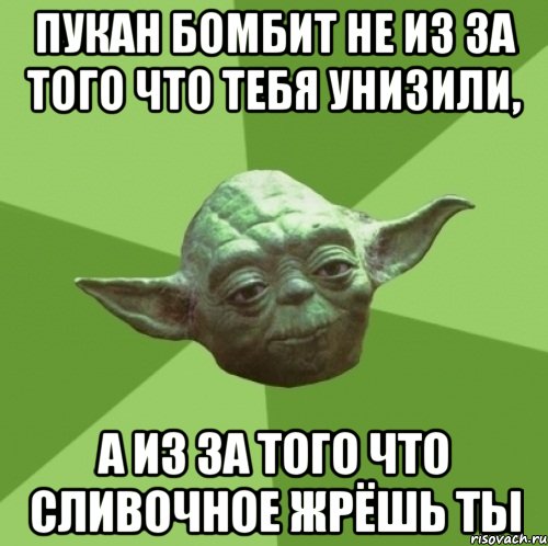 Пукан бомбит не из за того что тебя унизили, а из за того что сливочное жрёшь ты, Мем Мастер Йода