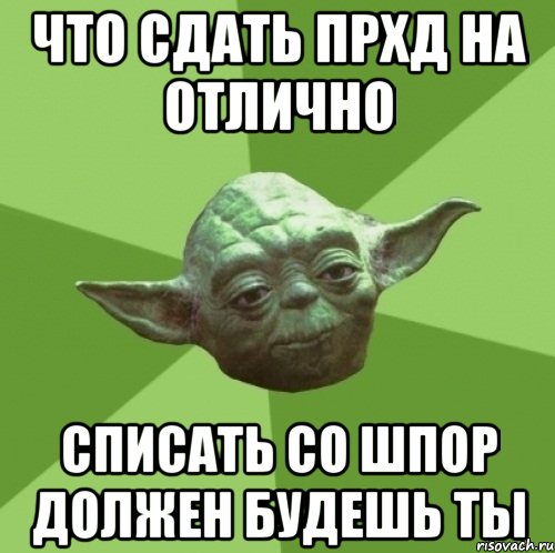 Что сдать ПРХД на отлично Списать со шпор должен будешь ты, Мем Мастер Йода