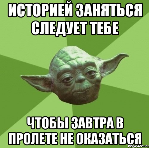 историей заняться следует тебе чтобы завтра в пролете не оказаться, Мем Мастер Йода