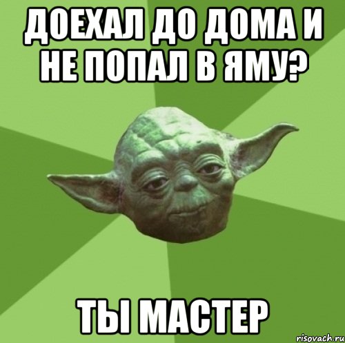 доехал до дома и не попал в яму? ты мастер, Мем Мастер Йода