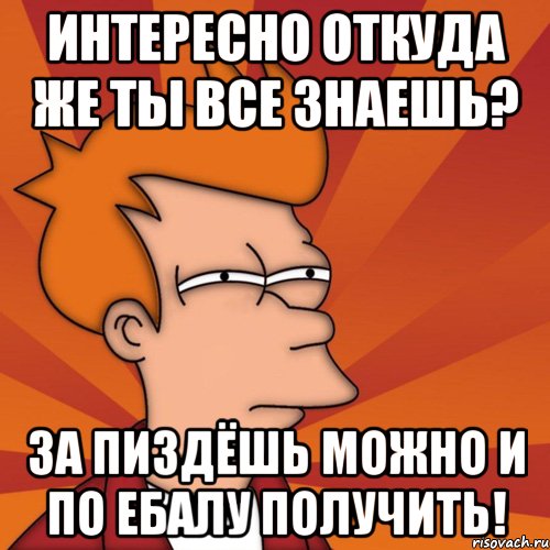 ИНТЕРЕСНО ОТКУДА ЖЕ ТЫ ВСЕ ЗНАЕШЬ? ЗА ПИЗДЁШЬ МОЖНО И ПО ЕБАЛУ ПОЛУЧИТЬ!, Мем Мне кажется или (Фрай Футурама)