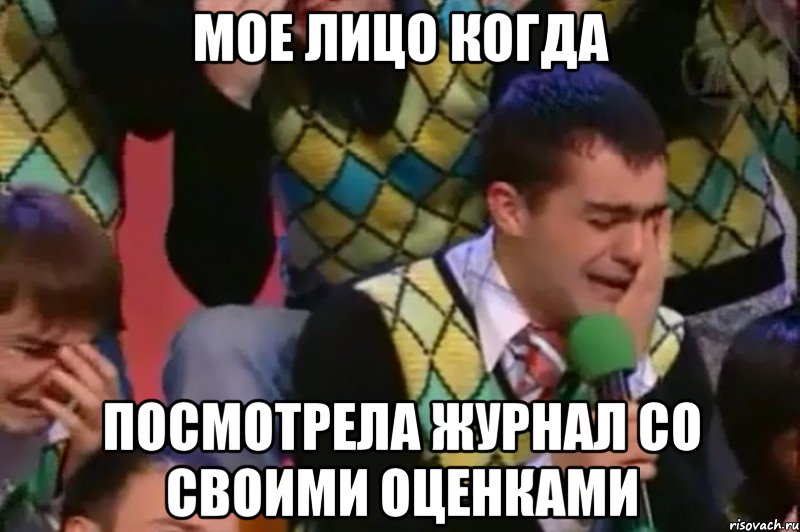 Мое лицо когда Посмотрела журнал со своими оценками