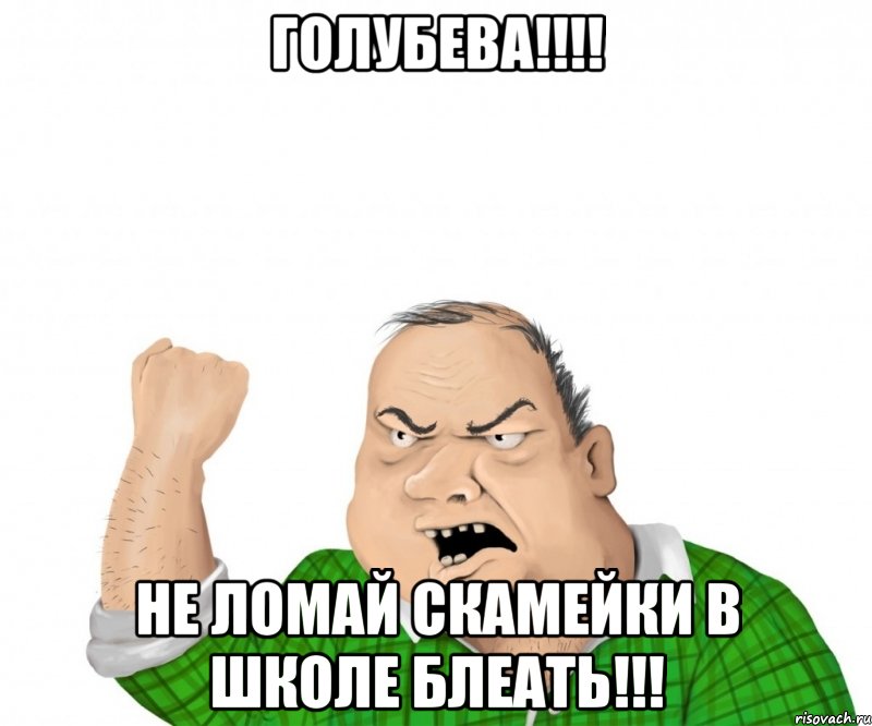 Голубева!!!! не ломай скамейки в школе блеать!!!, Мем мужик