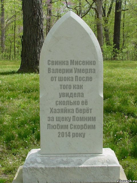 Свинка Мисенко Валерии Умерла от шока После того как увидела сколько её Хазяйка берёт за щеку Помним Любим Скорбим 2014 року, Комикс  Надгробие