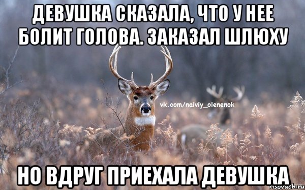 Девушка сказала, что у нее болит голова. Заказал шлюху Но вдруг приехала девушка