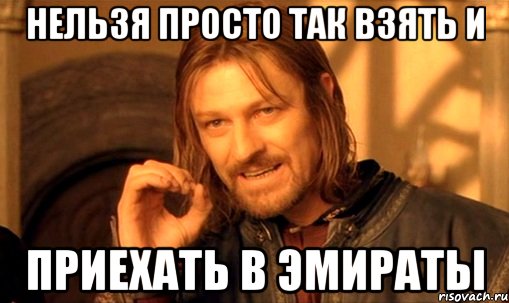 нельзя просто так взять и приехать в эмираты, Мем Нельзя просто так взять и (Боромир мем)