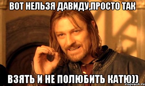 Вот нельзя Давиду,просто так взять и не полюбить Катю)), Мем Нельзя просто так взять и (Боромир мем)