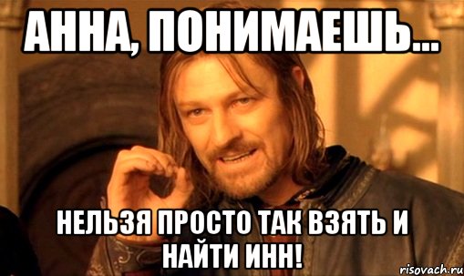 Анна, понимаешь... нельзя просто так взять и найти ИНН!, Мем Нельзя просто так взять и (Боромир мем)