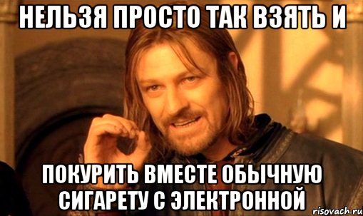 Нельзя просто так взять и покурить вместе обычную сигарету с электронной, Мем Нельзя просто так взять и (Боромир мем)