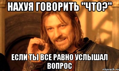 нахуя говорить "ЧТО?" если ты все равно услышал вопрос, Мем Нельзя просто так взять и (Боромир мем)