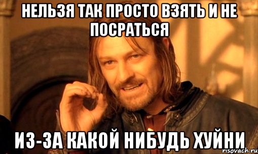 Нельзя так просто взять и не посраться из-за какой нибудь хуйни, Мем Нельзя просто так взять и (Боромир мем)