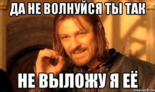 да не волнуйся ты так не выложу я её, Мем Нельзя просто так взять и (Боромир мем)