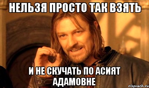 НЕЛЬЗЯ ПРОСТО ТАК ВЗЯТЬ И НЕ СКУЧАТЬ ПО АСИЯТ АДАМОВНЕ, Мем Нельзя просто так взять и (Боромир мем)