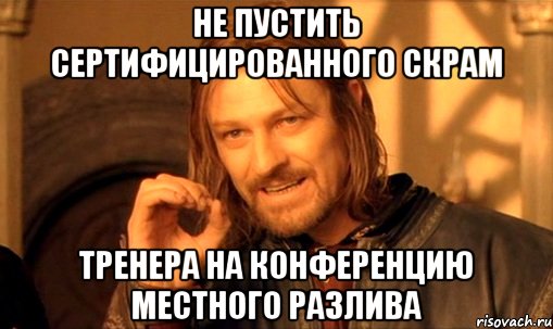 не пустить сертифицированного скрам тренера на конференцию местного разлива, Мем Нельзя просто так взять и (Боромир мем)