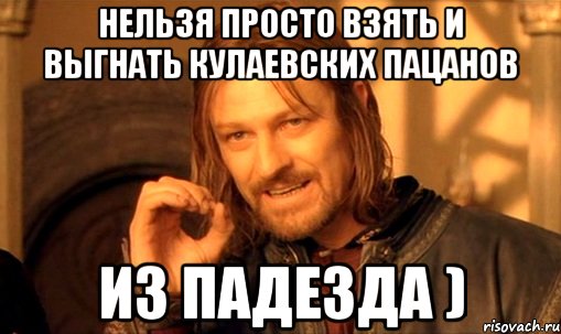 нельзя просто взять и выгнать кулаевских пацанов из падезда ), Мем Нельзя просто так взять и (Боромир мем)