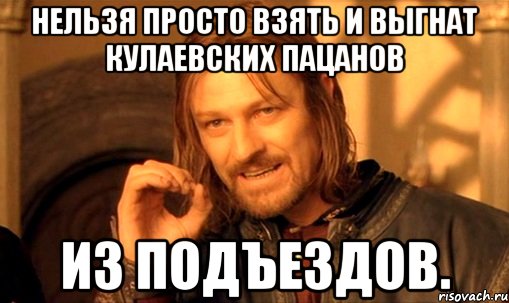 нельзя просто взять и выгнат кулаевских пацанов из подъездов., Мем Нельзя просто так взять и (Боромир мем)