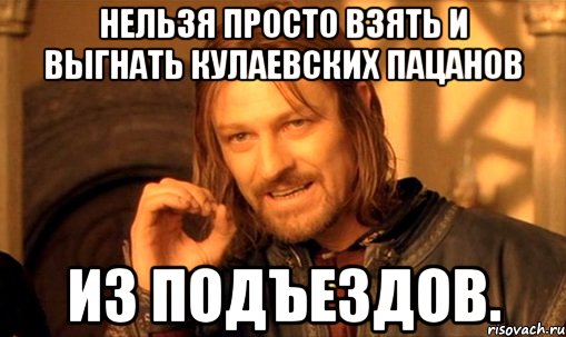 нельзя просто взять и выгнать кулаевских пацанов из подъездов., Мем Нельзя просто так взять и (Боромир мем)