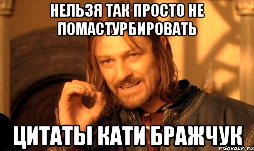 нельзя так просто не помастурбировать Цитаты Кати Бражчук, Мем Нельзя просто так взять и (Боромир мем)