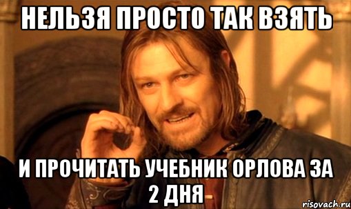 Нельзя просто так взять и прочитать учебник Орлова за 2 дня, Мем Нельзя просто так взять и (Боромир мем)