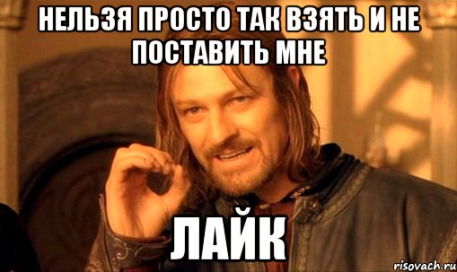 Нельзя просто так взять и не поставить мне Лайк, Мем Нельзя просто так взять и (Боромир мем)