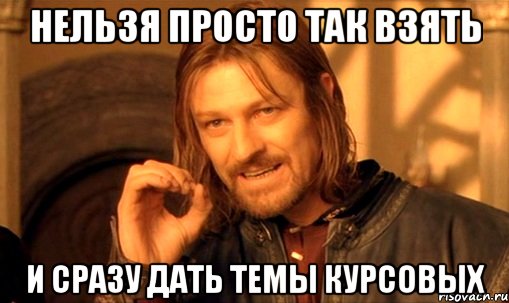 нельзя просто так взять и сразу дать темы курсовых, Мем Нельзя просто так взять и (Боромир мем)