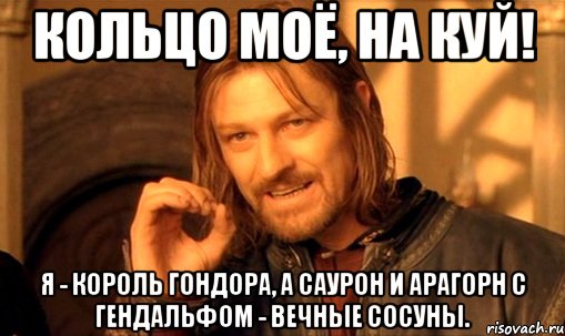КОЛЬЦО моё, на куй! Я - КОРОЛЬ Гондора, а Саурон и Арагорн с Гендальфом - вечные СОСуны., Мем Нельзя просто так взять и (Боромир мем)