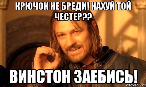 Крючок не бреди! Нахуй той Честер?? Винстон заебись!, Мем Нельзя просто так взять и (Боромир мем)