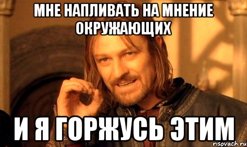 Мне напливать на мнение окружающих И я горжусь этим