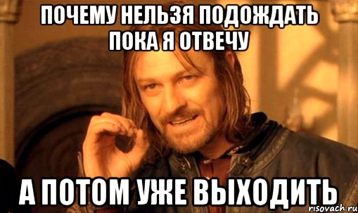 почему нельзя подождать пока я отвечу а потом уже выходить, Мем Нельзя просто так взять и (Боромир мем)