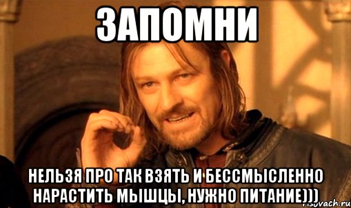 запомни нельзя про так взять и бессмысленно нарастить мышцы, нужно питание))), Мем Нельзя просто так взять и (Боромир мем)