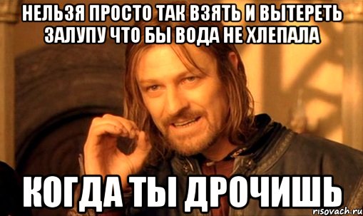 Нельзя просто так взять и вытереть залупу что бы вода не хлепала когда ты дрочишь, Мем Нельзя просто так взять и (Боромир мем)