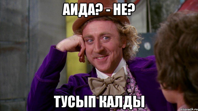 Аида? - НЕ? Тусып калды, Мем Ну давай расскажи (Вилли Вонка)