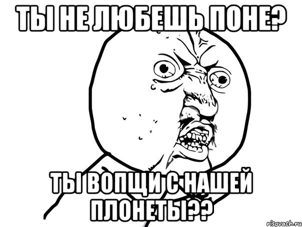 ТЫ НЕ ЛЮБЕШЬ ПОНЕ? ТЫ ВОПЩИ С НАШЕЙ ПЛОНЕТЫ??, Мем Ну почему (белый фон)