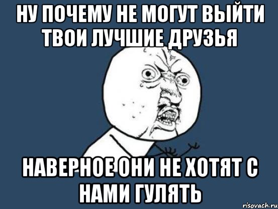 ну почему не могут выйти твои лучшие друзья наверное они не хотят с нами гулять, Мем Ну почему