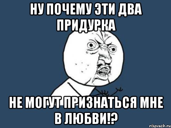 ну почему эти два придурка не могут признаться мне в любви!?, Мем Ну почему