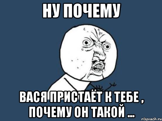 НУ ПОЧЕМУ ВАСЯ ПРИСТАЁТ К ТЕБЕ , ПОЧЕМУ ОН ТАКОЙ ..., Мем Ну почему