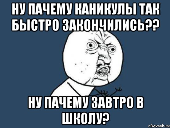 ну пачему каникулы так быстро закончились?? ну пачему завтро в школу?, Мем Ну почему