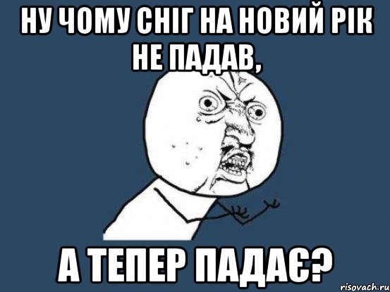 Ну чому сніг на Новий рік не падав, а тепер падає?, Мем Ну почему