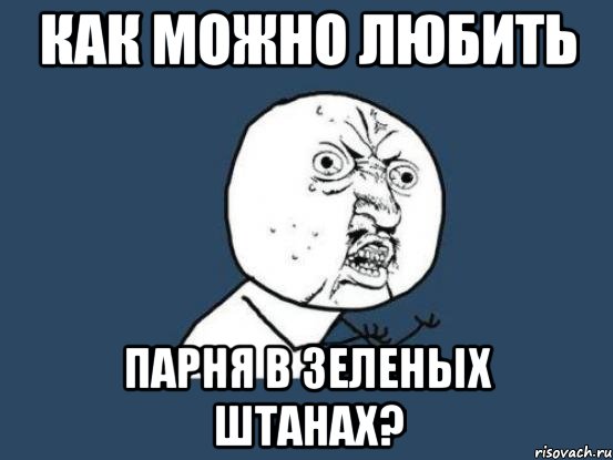 КАК МОЖНО ЛЮБИТЬ ПАРНЯ В ЗЕЛЕНЫХ ШТАНАХ?, Мем Ну почему