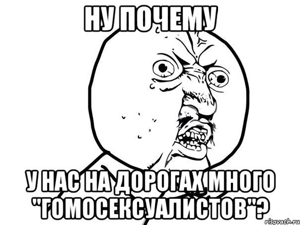 НУ ПОЧЕМУ у нас на дорогах много "гомосексуалистов"?, Мем Ну почему (белый фон)