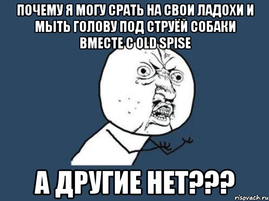 Почему я могу срать на свои ладохи и мыть голову под струёй собаки вместе с Old Spise А другие нет???, Мем Ну почему