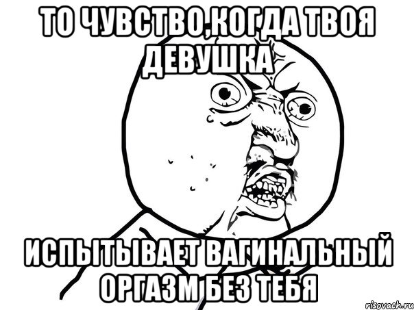 То чувство,когда твоя девушка испытывает вагинальный оргазм без тебя, Мем Ну почему (белый фон)